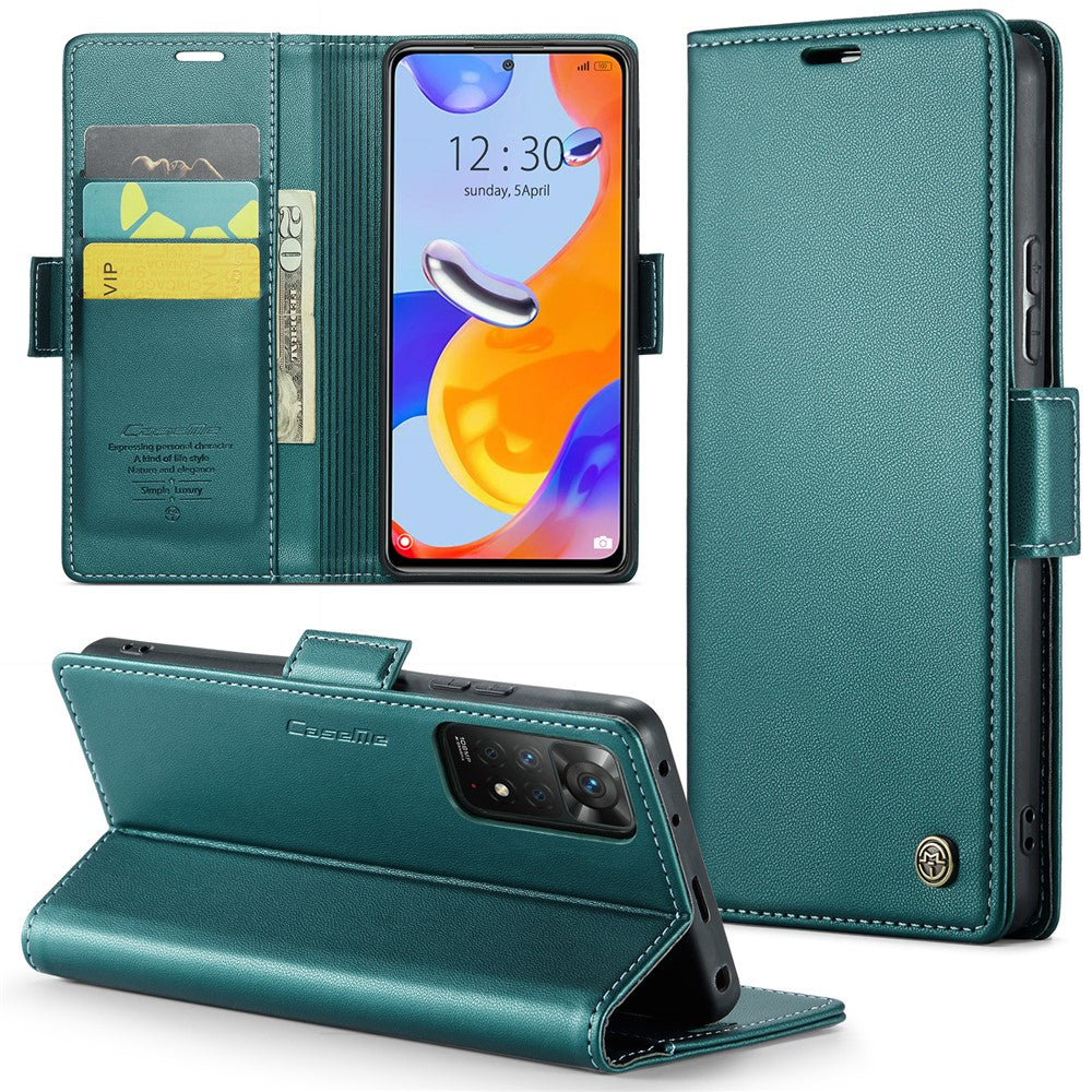 For Xiaomi Redmi Note 11 Pro 4G (Mediatek) / Note 11 Pro 5G (Qualcomm) / Note 12 Pro 4G Leather Case CASEME 023 RFID Blocking 3 Card Slot