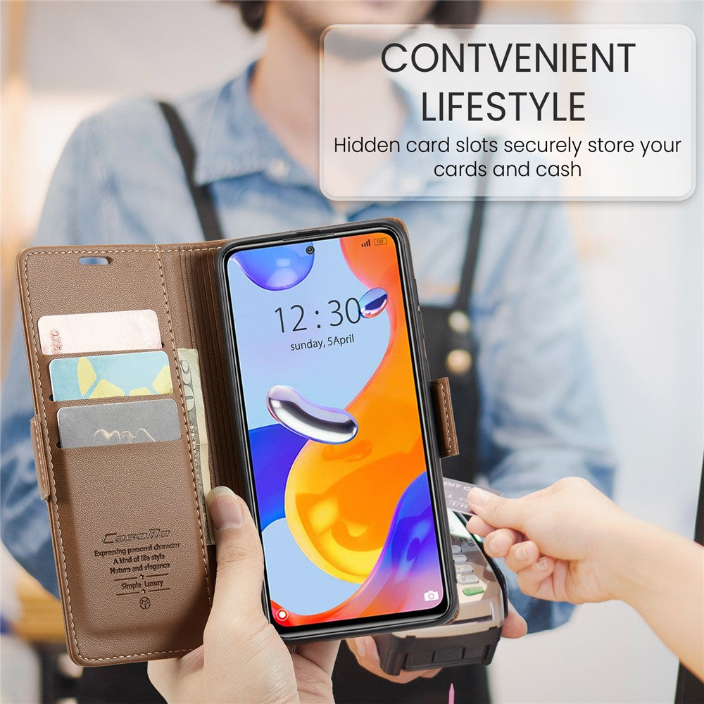 For Xiaomi Redmi Note 11 Pro 4G (Mediatek) / Note 11 Pro 5G (Qualcomm) / Note 12 Pro 4G Leather Case CASEME 023 RFID Blocking 3 Card Slot