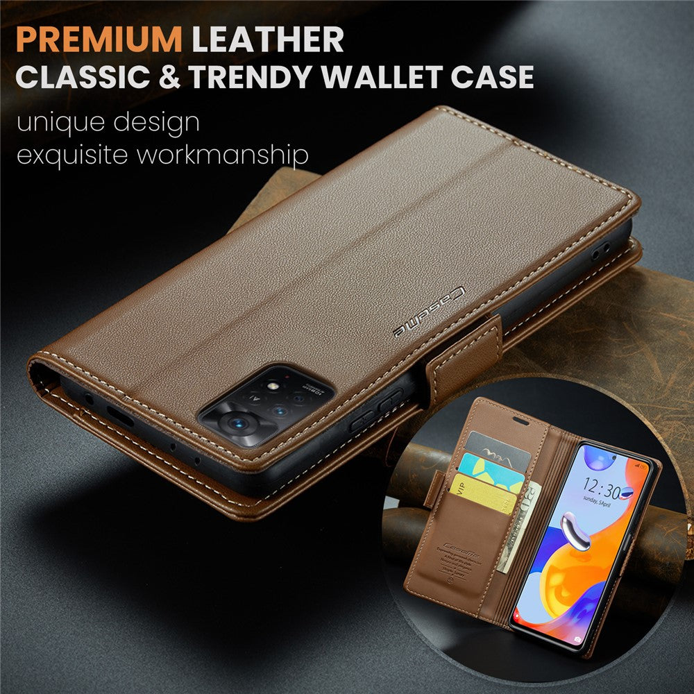 For Xiaomi Redmi Note 11 Pro 4G (Mediatek) / Note 11 Pro 5G (Qualcomm) / Note 12 Pro 4G Leather Case CASEME 023 RFID Blocking 3 Card Slot