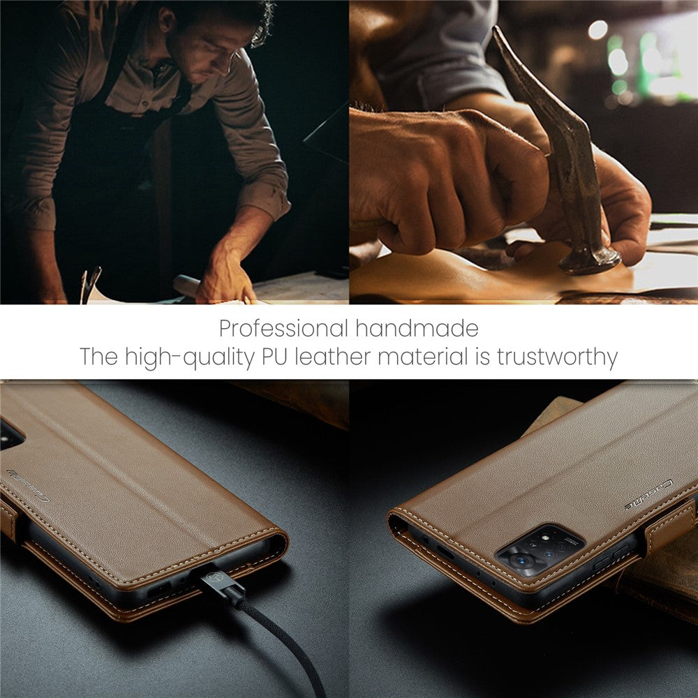 For Xiaomi Redmi Note 11 Pro 4G (Mediatek) / Note 11 Pro 5G (Qualcomm) / Note 12 Pro 4G Leather Case CASEME 023 RFID Blocking 3 Card Slot