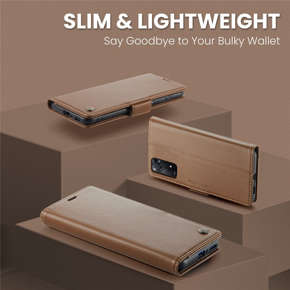 For Xiaomi Redmi Note 11 Pro 4G (Mediatek) / Note 11 Pro 5G (Qualcomm) / Note 12 Pro 4G Leather Case CASEME 023 RFID Blocking 3 Card Slot