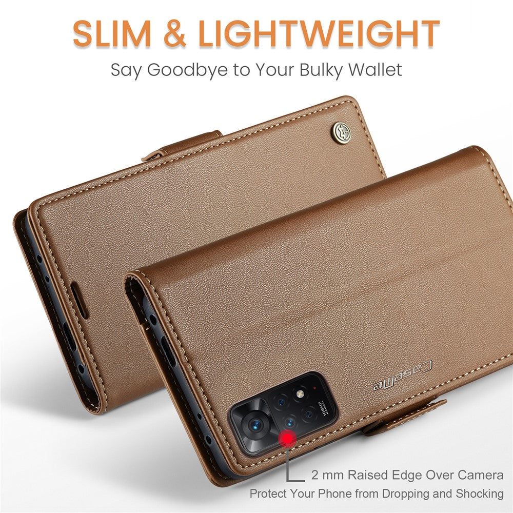 For Xiaomi Redmi Note 11 Pro 4G (Mediatek) / Note 11 Pro 5G (Qualcomm) / Note 12 Pro 4G Leather Case CASEME 023 RFID Blocking 3 Card Slot