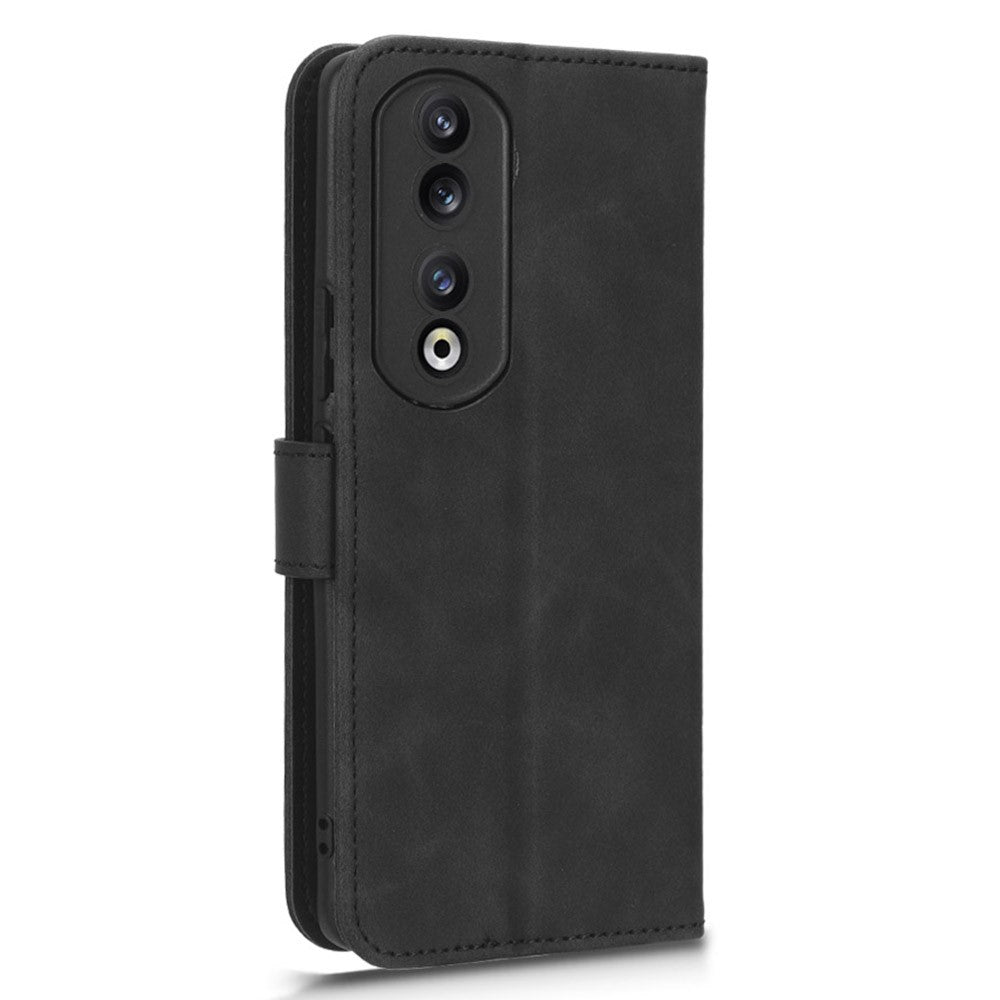For Honor 90 Skin-touch Feeling PU Leather Phone Shell Wallet Cover Folding Stand Flip Phone Case