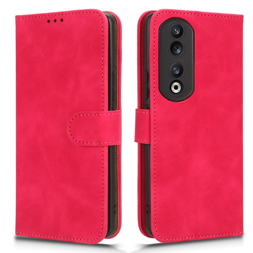 For Honor 90 Skin-touch Feeling PU Leather Phone Shell Wallet Cover Folding Stand Flip Phone Case