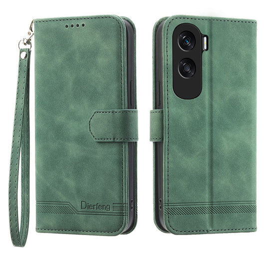 Honor X50i 5G / Honor 90 Lite 5G Handyhülle – DIERFENG DF-03 90 Lite 5G Lines bedruckte Leder-Brieftaschenhülle mit Ständer
