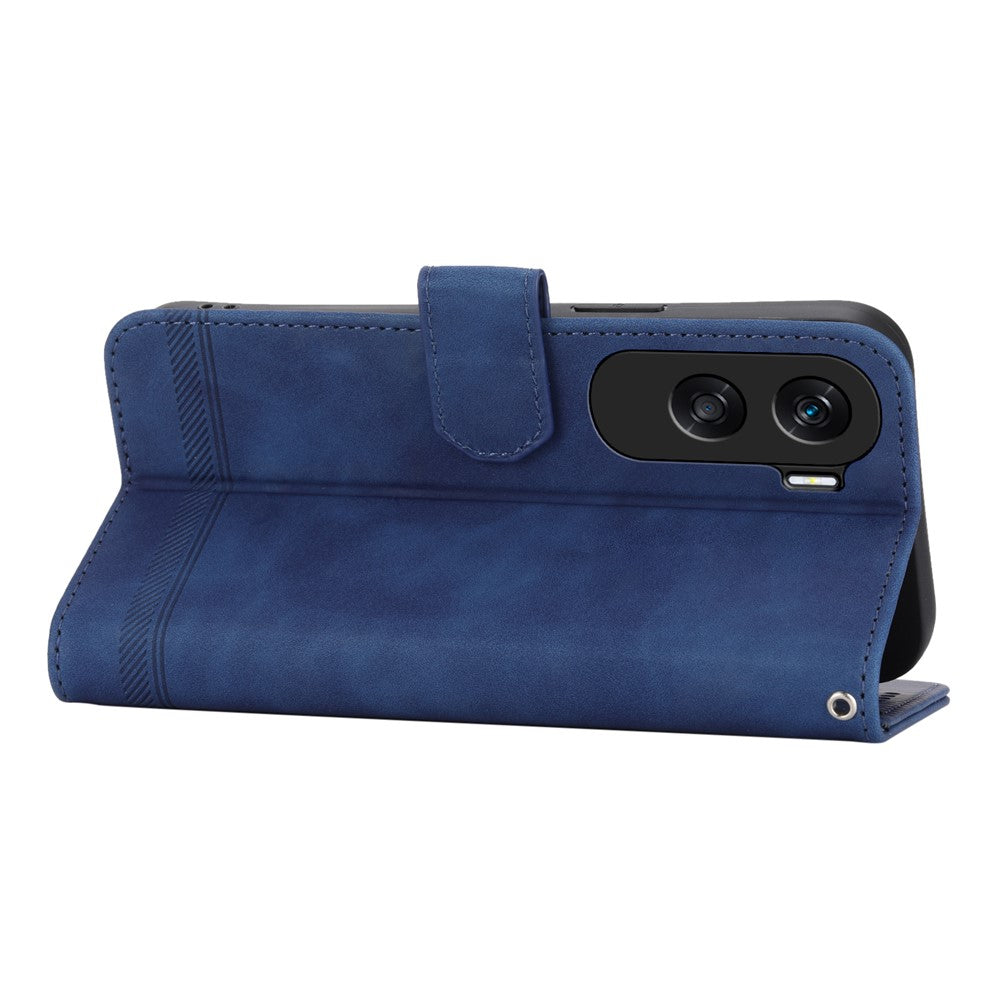 DIERFENG DF-03 for Honor X50i 5G / 90 Lite 5G Lines Imprinted Leather Wallet Cover Phone Case with Stand