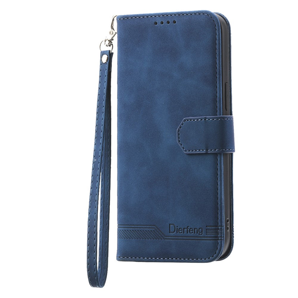 DIERFENG DF-03 for Honor X50i 5G / 90 Lite 5G Lines Imprinted Leather Wallet Cover Phone Case with Stand