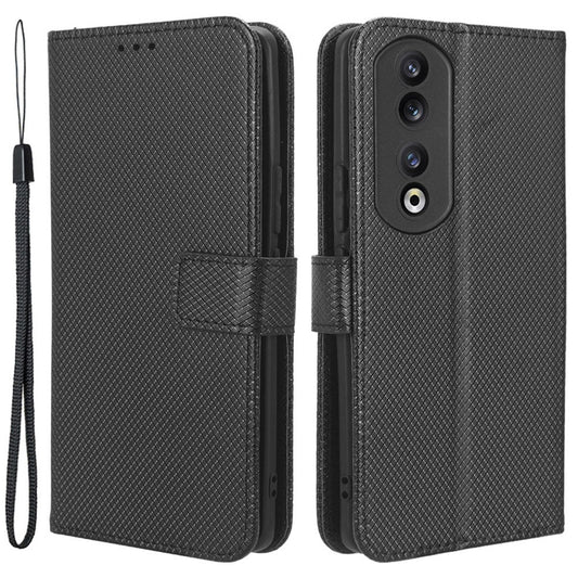 Honor 90 Handyhülle – TPU + PU-Leder- mit Ständer, Brieftasche, Diamant-Textur