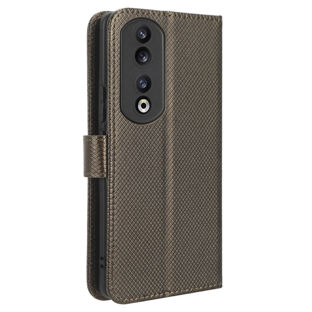 For Honor 90 TPU + PU Leather Cell Phone Case Stand Wallet Diamond Texture Cover