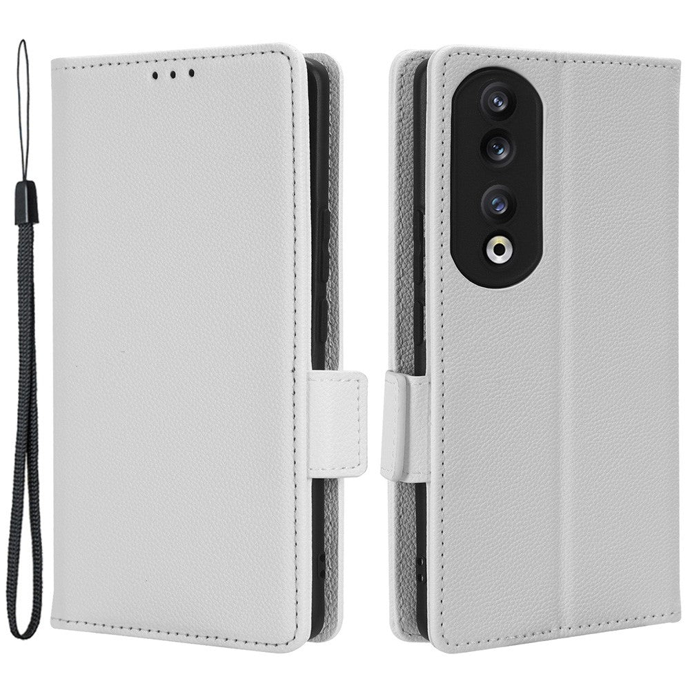 Leather Phone Case for Honor 90 , Wallet Stand Litchi Texture Folio Flip Cell Phone Cover