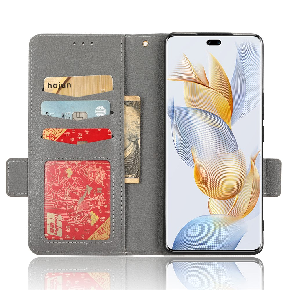 Leather Phone Case for Honor 90 , Wallet Stand Litchi Texture Folio Flip Cell Phone Cover