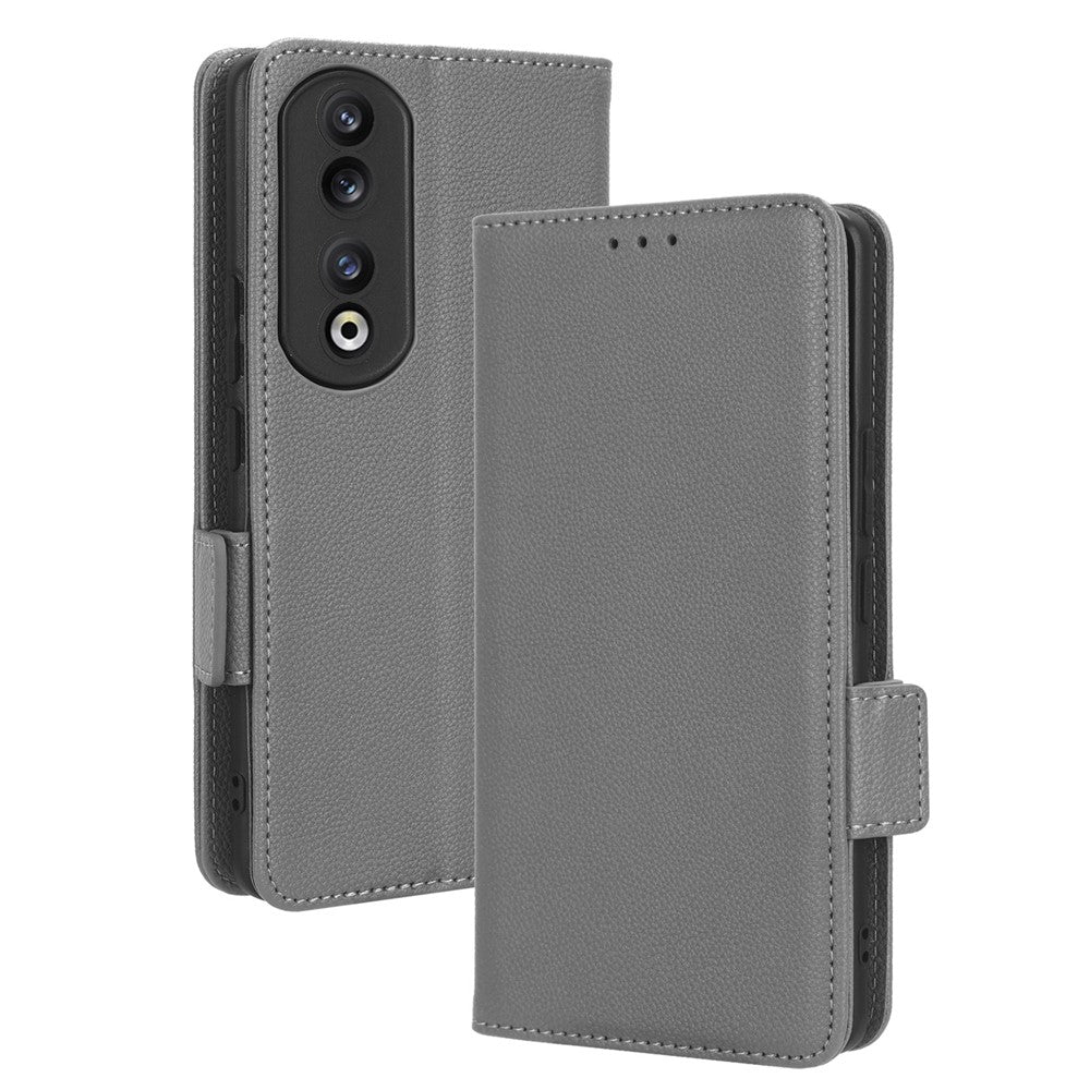 Leather Phone Case for Honor 90 , Wallet Stand Litchi Texture Folio Flip Cell Phone Cover