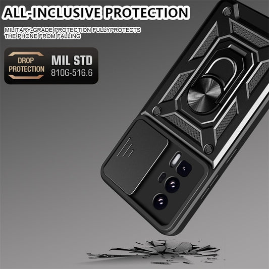 Phone Case for Xiaomi Poco F5 Pro 5G / Redmi K60 5G / K60 Pro 5G Camera Lens Slide Design PC+TPU Kickstand Cover