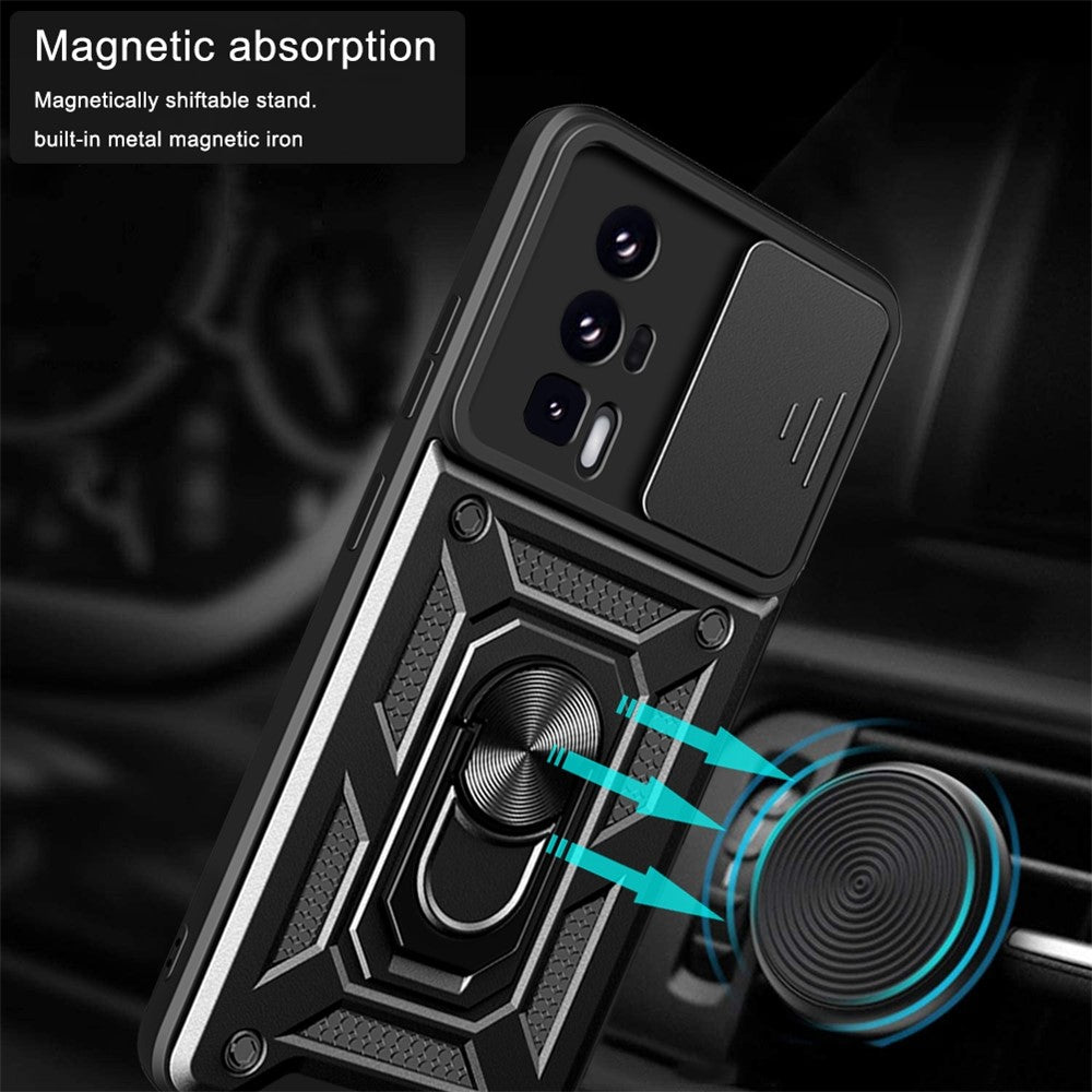 Phone Case for Xiaomi Poco F5 Pro 5G / Redmi K60 5G / K60 Pro 5G Camera Lens Slide Design PC+TPU Kickstand Cover