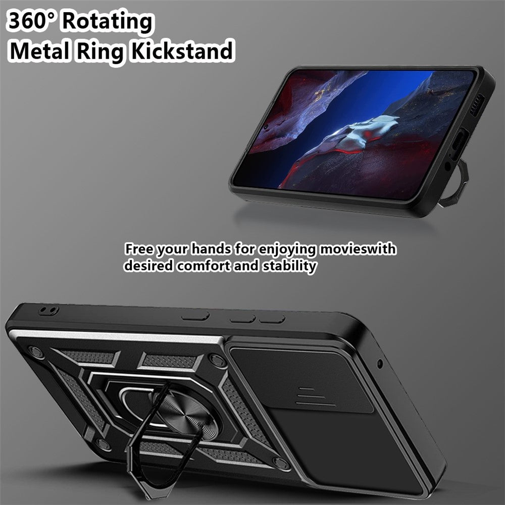 Phone Case for Xiaomi Poco F5 Pro 5G / Redmi K60 5G / K60 Pro 5G Camera Lens Slide Design PC+TPU Kickstand Cover