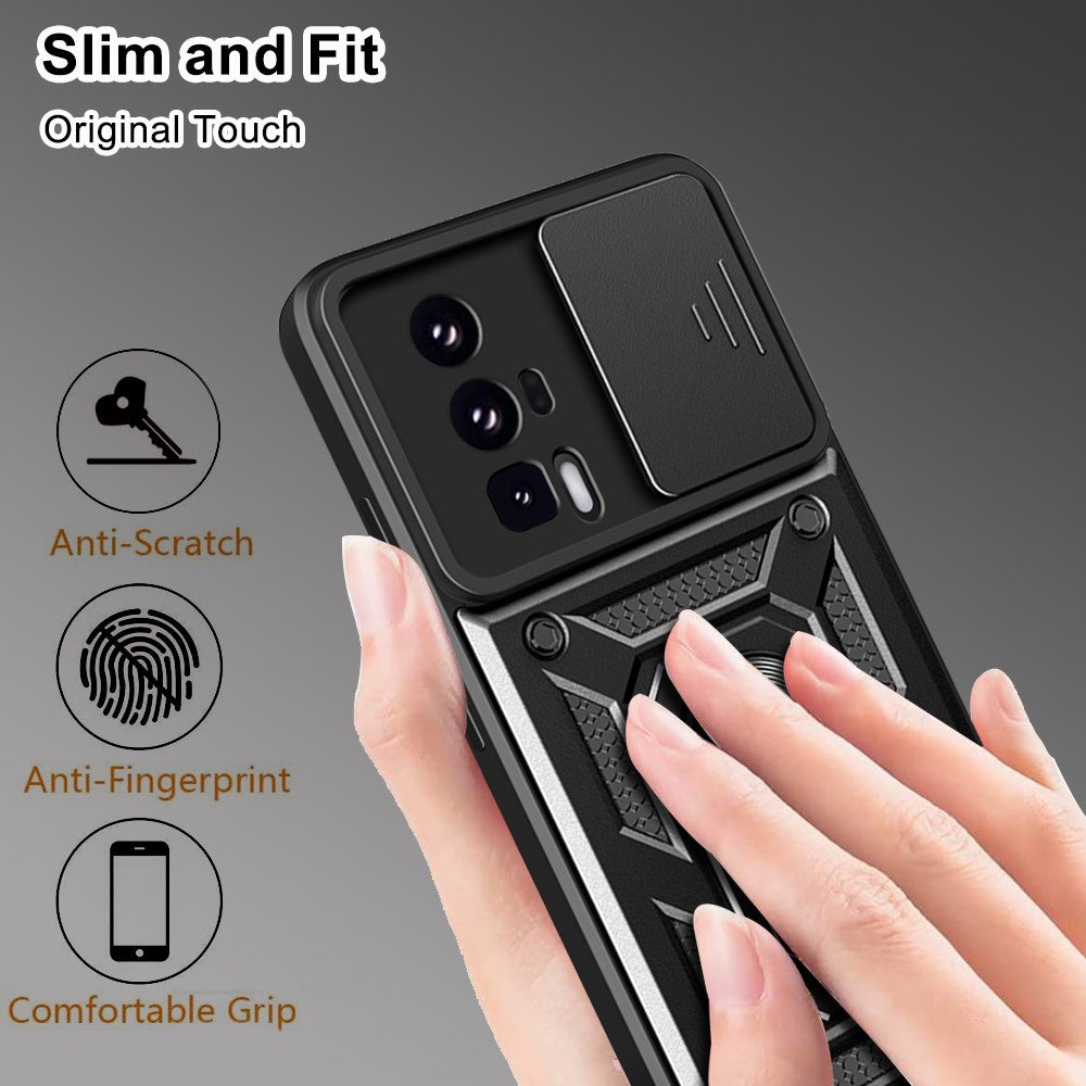 Phone Case for Xiaomi Poco F5 Pro 5G / Redmi K60 5G / K60 Pro 5G Camera Lens Slide Design PC+TPU Kickstand Cover