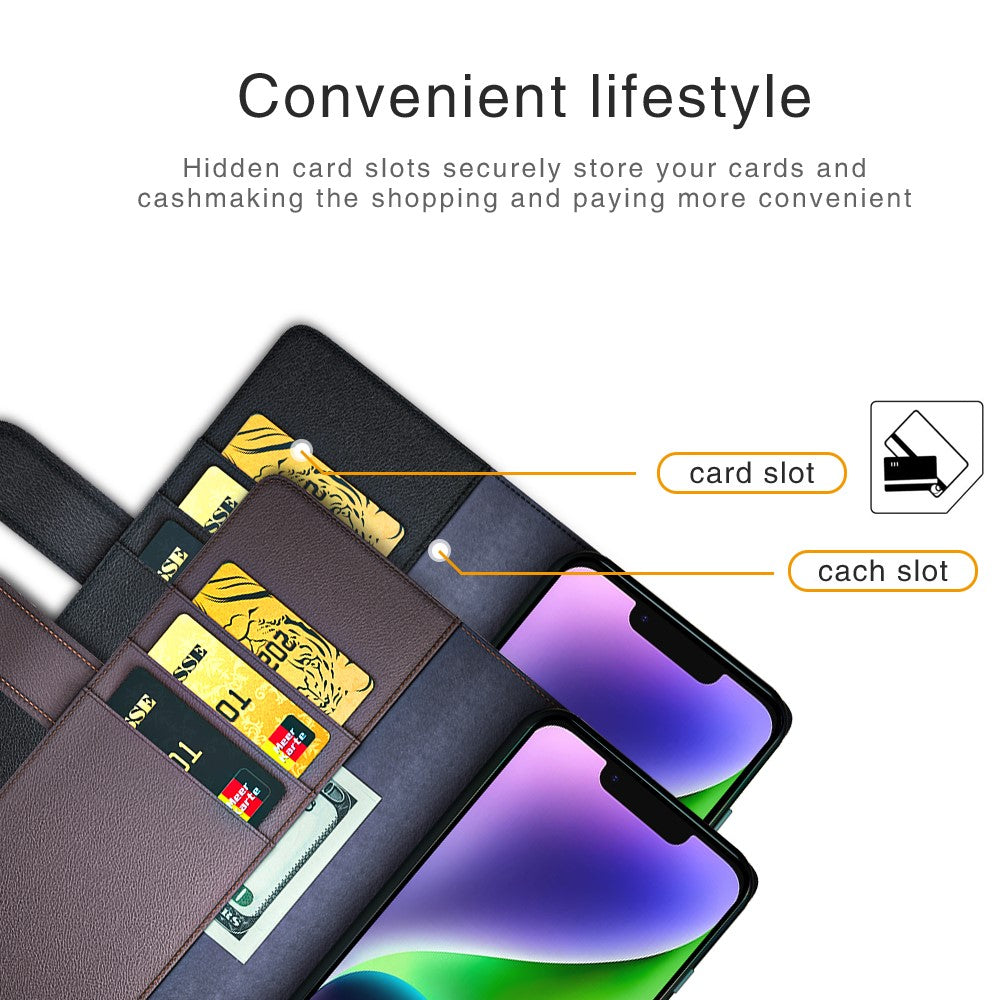iPhone 15 Plus Echtleder Hülle mit Kartenfach