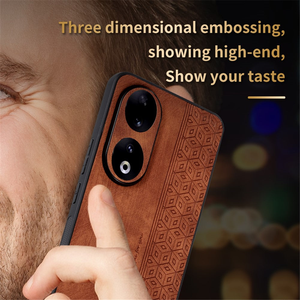AZNS For Honor 90 PU Leather+TPU Phone Case Anti-Scratch Imprinted Pattern Shell Cover