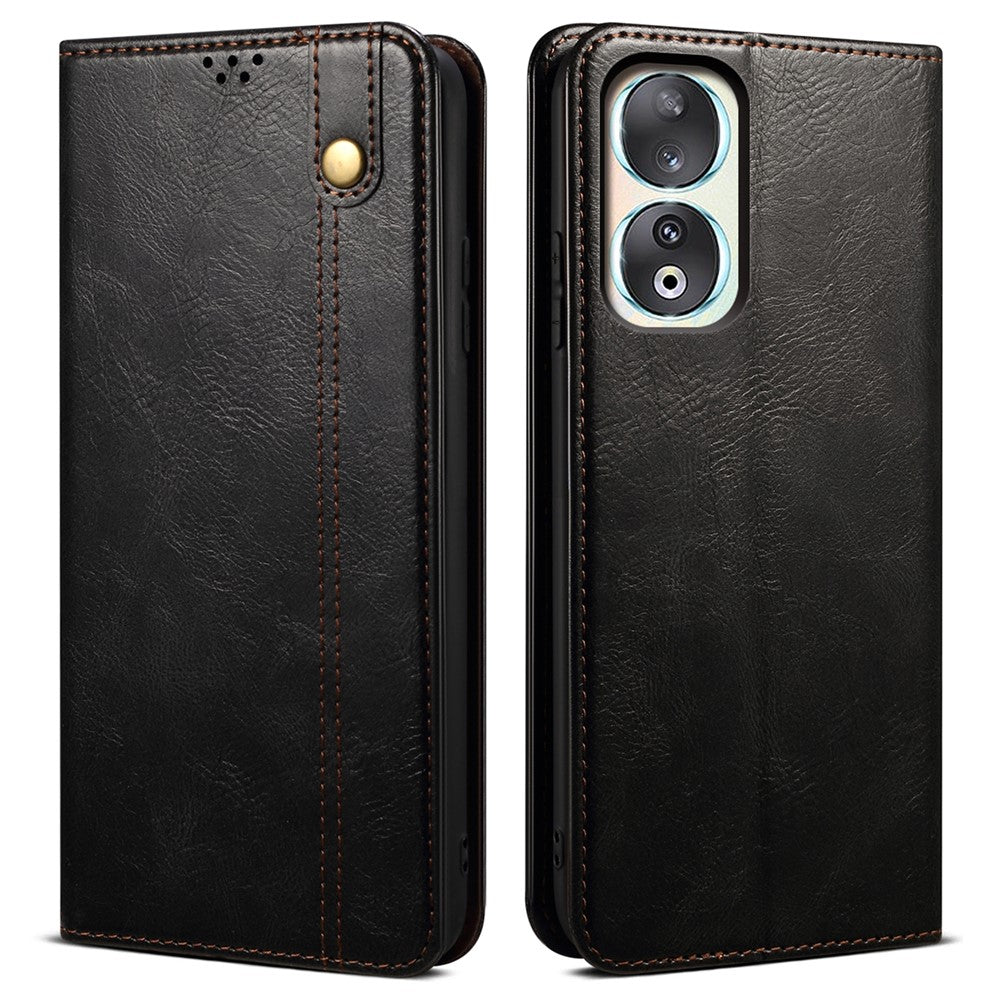 For Honor 90 Wallet Case PU Leather Waxy Crazy Horse Texture Stand Phone Cover