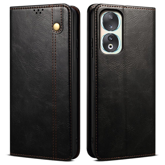 Honor 90 Handyhülle – Brieftaschenetui aus PU-Leder mit wachsartiger Crazy Horse-Textur und Standfunktion