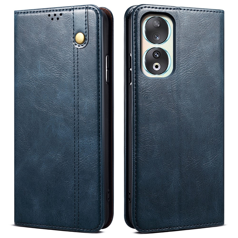 For Honor 90 Wallet Case PU Leather Waxy Crazy Horse Texture Stand Phone Cover