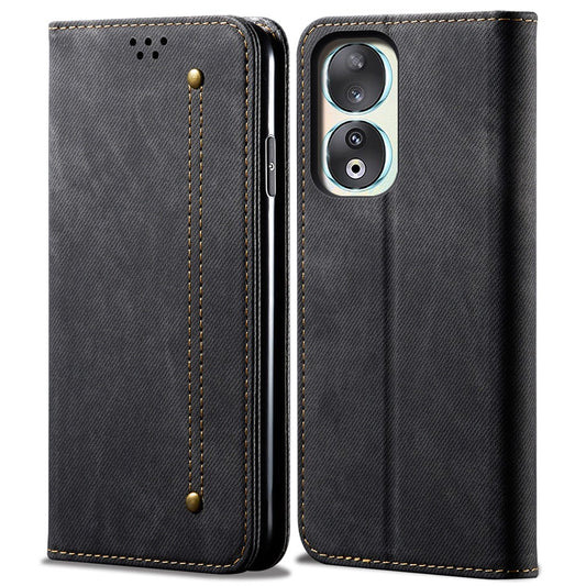 Honor 90 Handyhülle – Leder-Flip-, Jeans-Stoff-Textur, Brieftaschen-Ständer-Abdeckung