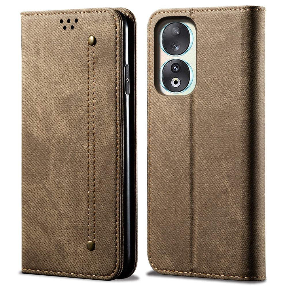 For Honor 90 Leather Flip Phone Case Jeans Cloth Texture Wallet Stand Cover