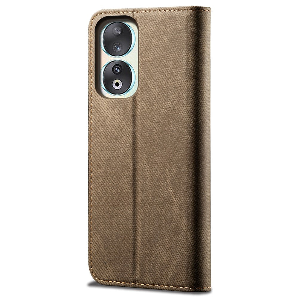 For Honor 90 Leather Flip Phone Case Jeans Cloth Texture Wallet Stand Cover