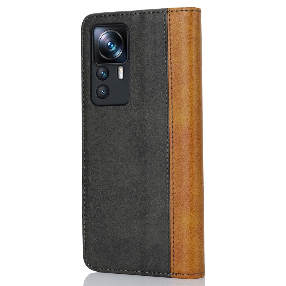 For Xiaomi 12T 5G / 12T Pro 5G / Redmi K50 Ultra PU Leather Phone Case Stand Bi-color Splicing Wallet Cover