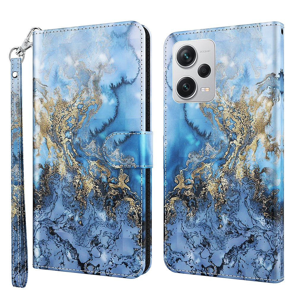 For Xiaomi Redmi Note 12 Pro+ 5G Leather Wallet Phone Case 3D Pattern Printing Stand Cover with Strap