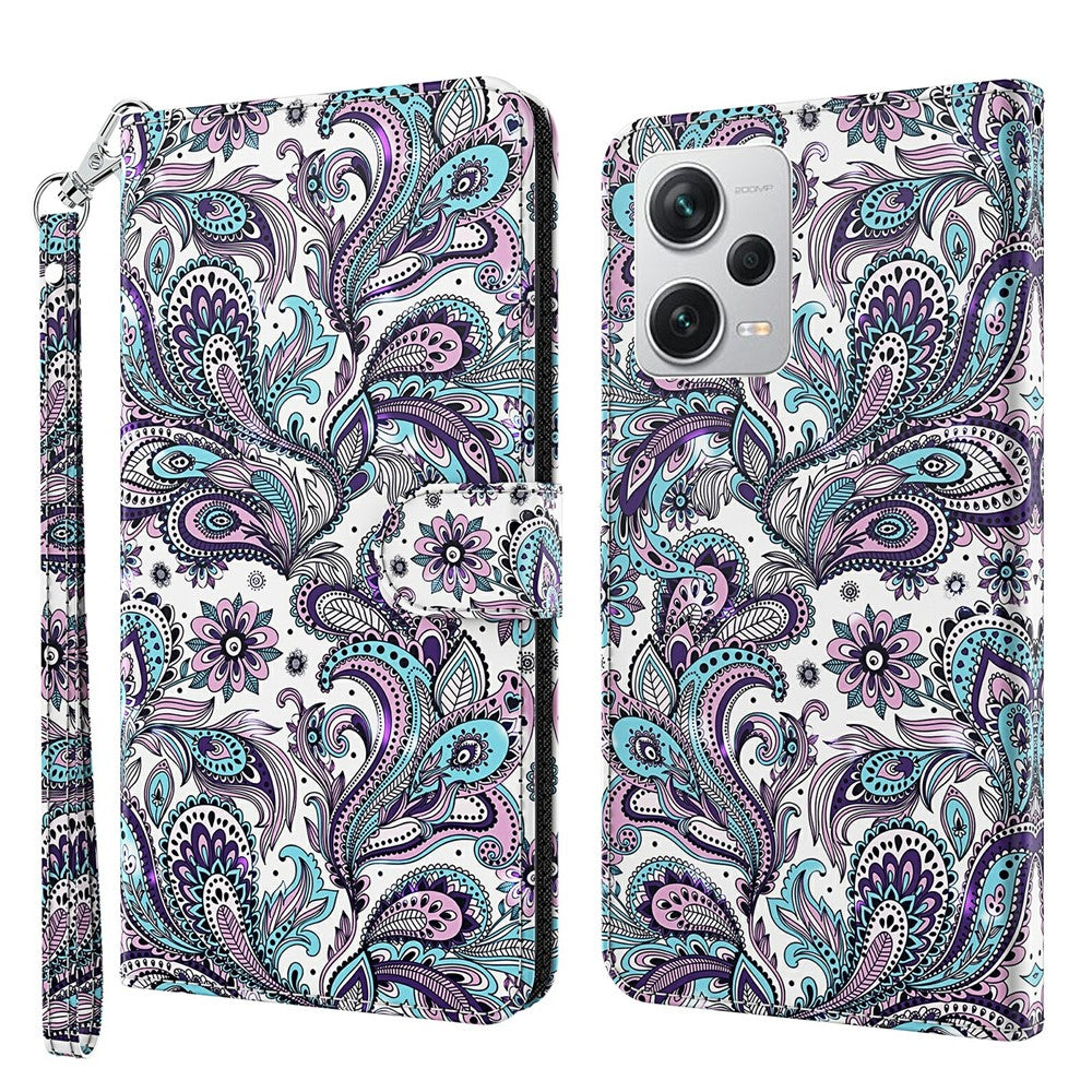 For Xiaomi Redmi Note 12 Pro+ 5G Leather Wallet Phone Case 3D Pattern Printing Stand Cover with Strap