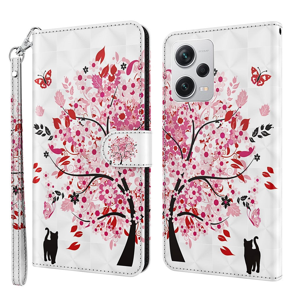 For Xiaomi Redmi Note 12 Pro+ 5G Leather Wallet Phone Case 3D Pattern Printing Stand Cover with Strap