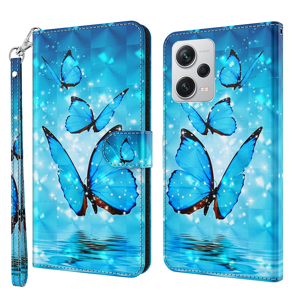 For Xiaomi Redmi Note 12 Pro+ 5G Leather Wallet Phone Case 3D Pattern Printing Stand Cover with Strap