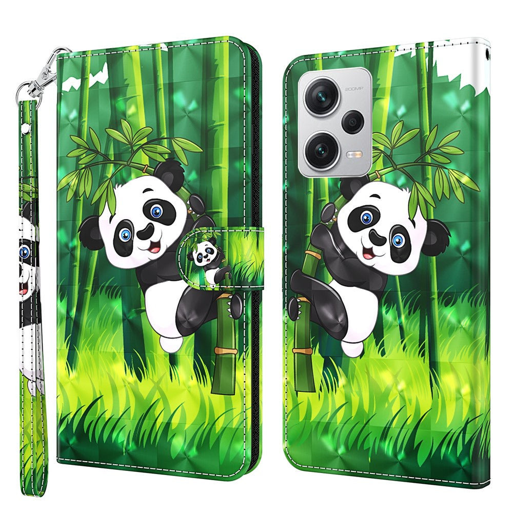 For Xiaomi Redmi Note 12 Pro+ 5G Leather Wallet Phone Case 3D Pattern Printing Stand Cover with Strap