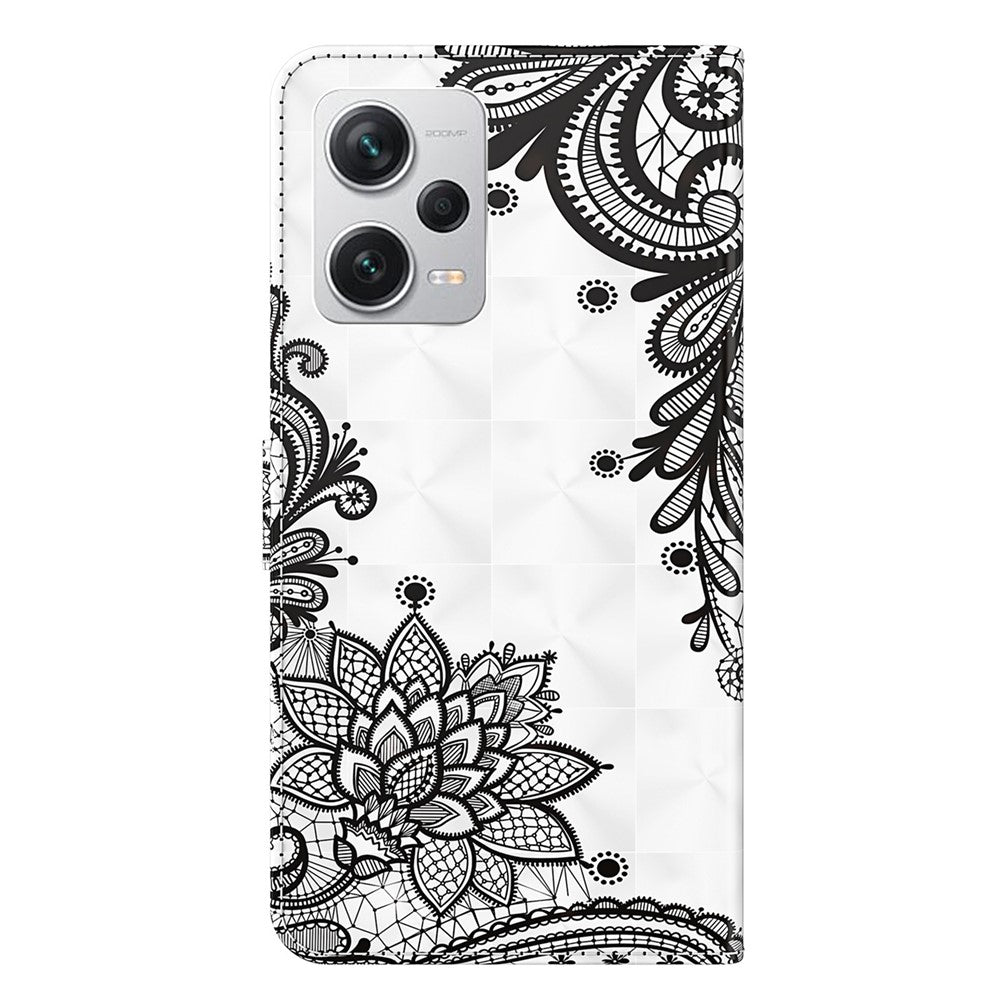For Xiaomi Redmi Note 12 Pro+ 5G Leather Wallet Phone Case 3D Pattern Printing Stand Cover with Strap