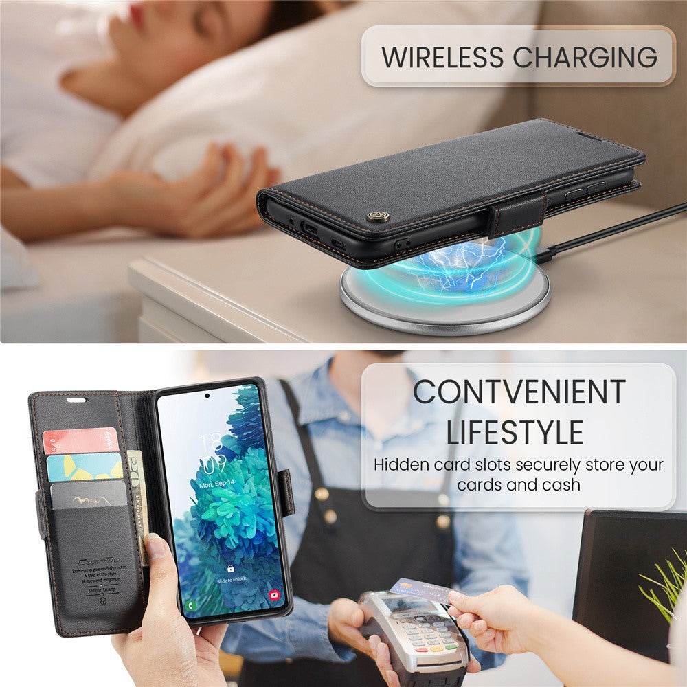 Galaxy S20 FE 4G/5G / S20 FE 2022 / S20 Lite Glänzende Wallet-Hülle – RFID-Schutz & Ständer