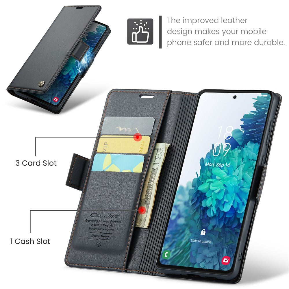 Galaxy S20 FE 4G/5G / S20 FE 2022 / S20 Lite Glänzende Wallet-Hülle – RFID-Schutz & Ständer