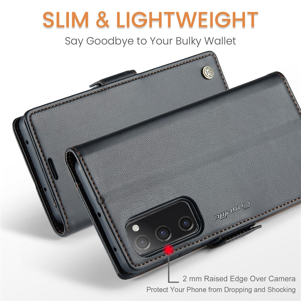 Galaxy S20 FE 4G/5G / S20 FE 2022 / S20 Lite Glänzende Wallet-Hülle – RFID-Schutz & Ständer