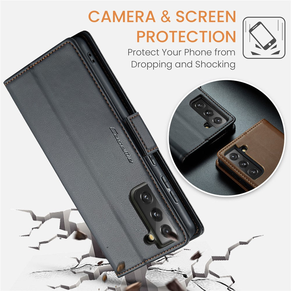 Galaxy S21 FE 5G Glänzende Wallet-Hülle – RFID-Schutz & Ständer