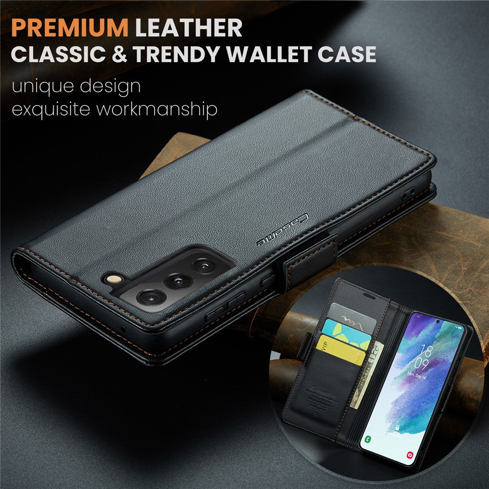 Galaxy S21 FE 5G Glänzende Wallet-Hülle – RFID-Schutz & Ständer