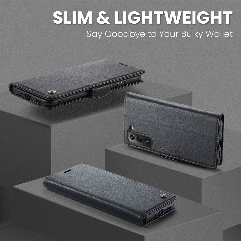 Galaxy S21 FE 5G Glänzende Wallet-Hülle – RFID-Schutz & Ständer