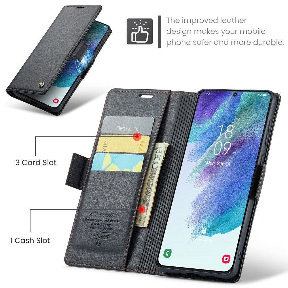 Galaxy S21 FE 5G Glänzende Wallet-Hülle – RFID-Schutz & Ständer