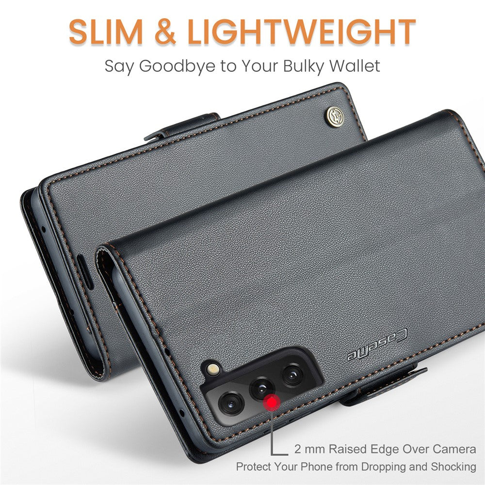 Galaxy S21 FE 5G Glänzende Wallet-Hülle – RFID-Schutz & Ständer