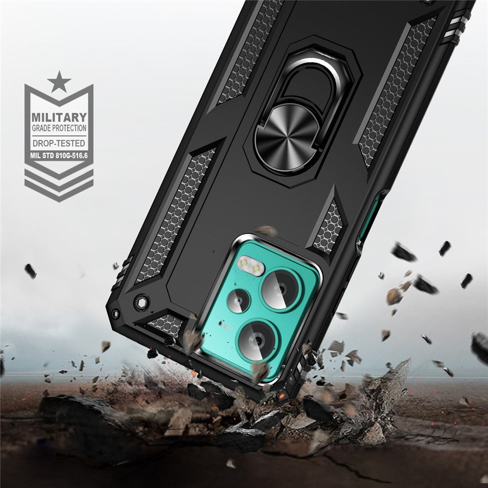 For Xiaomi Redmi Note 12 4G Kickstand Phone Case PC+TPU Cover with Built-in Magnetic Holder Metal Sheet