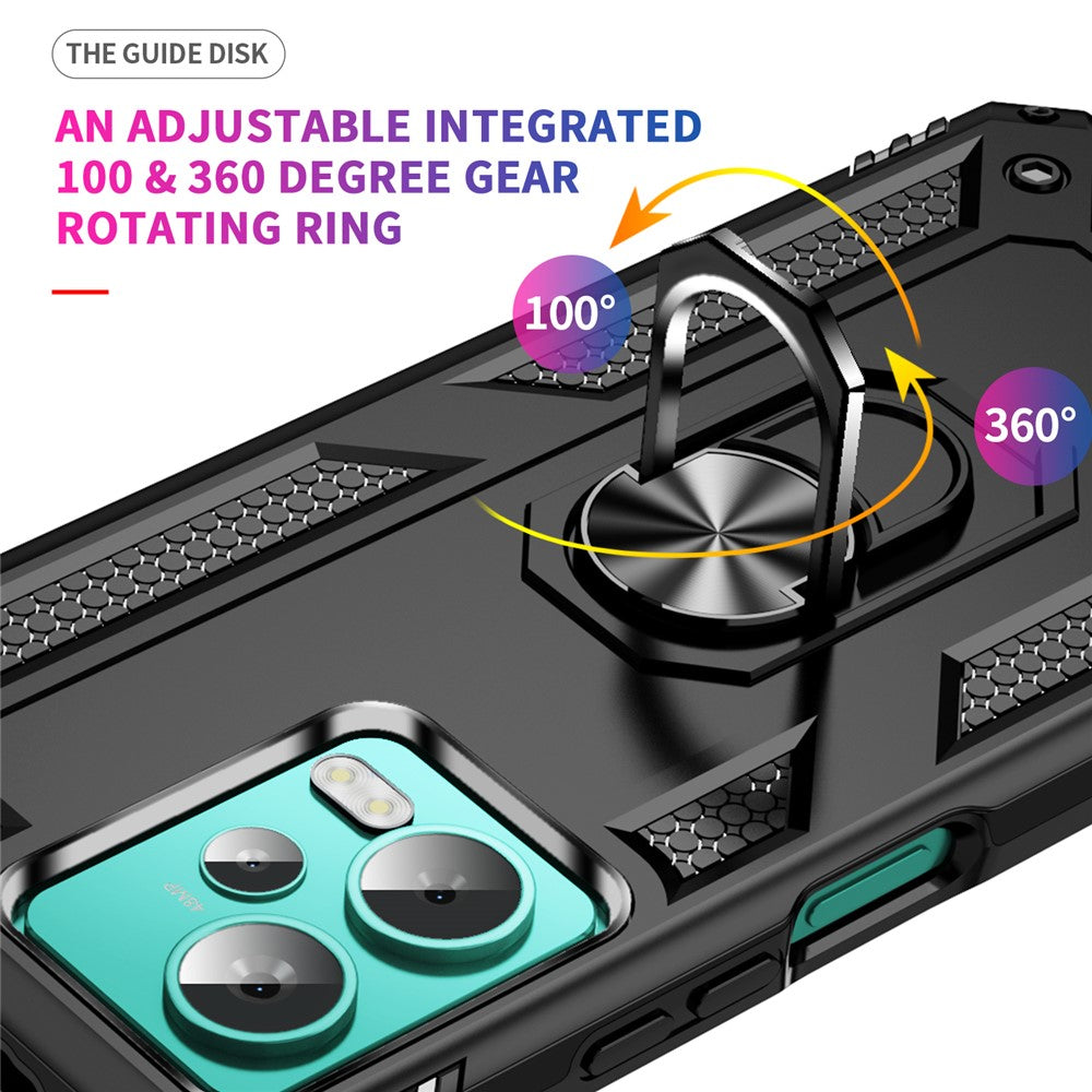 For Xiaomi Redmi Note 12 4G Kickstand Phone Case PC+TPU Cover with Built-in Magnetic Holder Metal Sheet