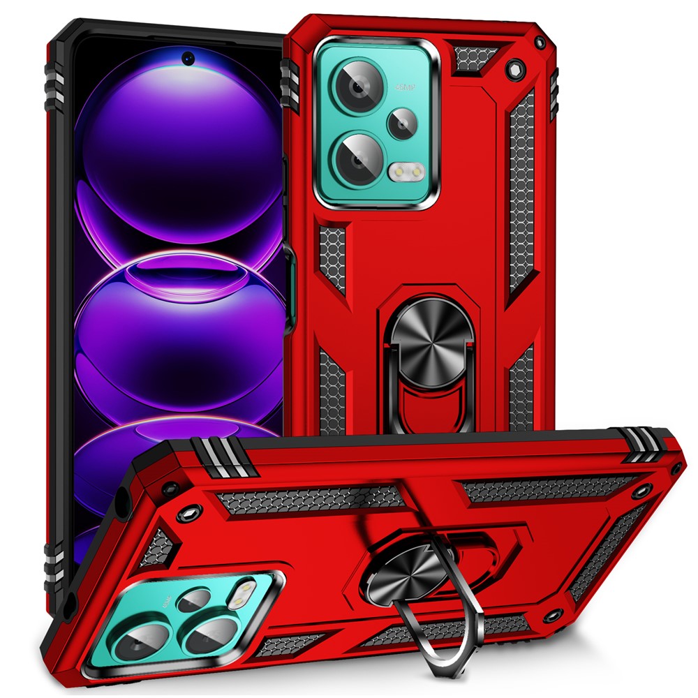 For Xiaomi Redmi Note 12 4G Kickstand Phone Case PC+TPU Cover with Built-in Magnetic Holder Metal Sheet