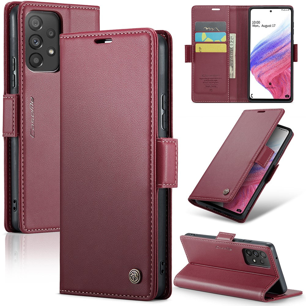 Galaxy A53 5G Glänzende Wallet-Hülle – RFID-Schutz & Ständer