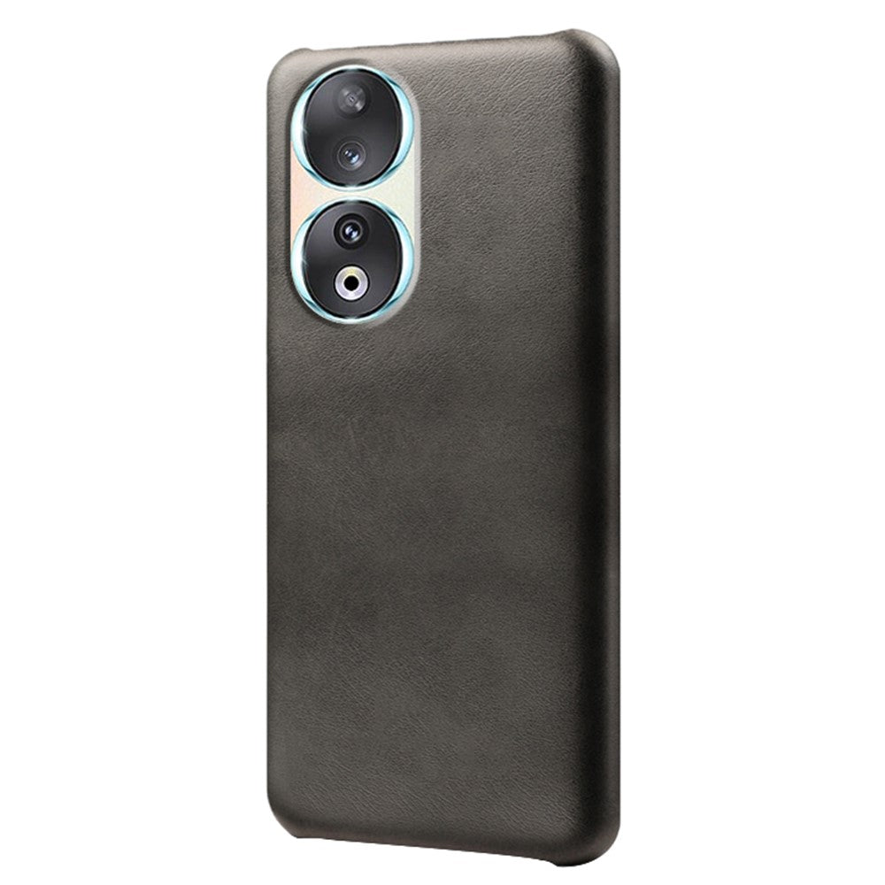 For Honor 90 PU Leather Coated Hard PC Cover Calf Texture Shockproof Phone Case