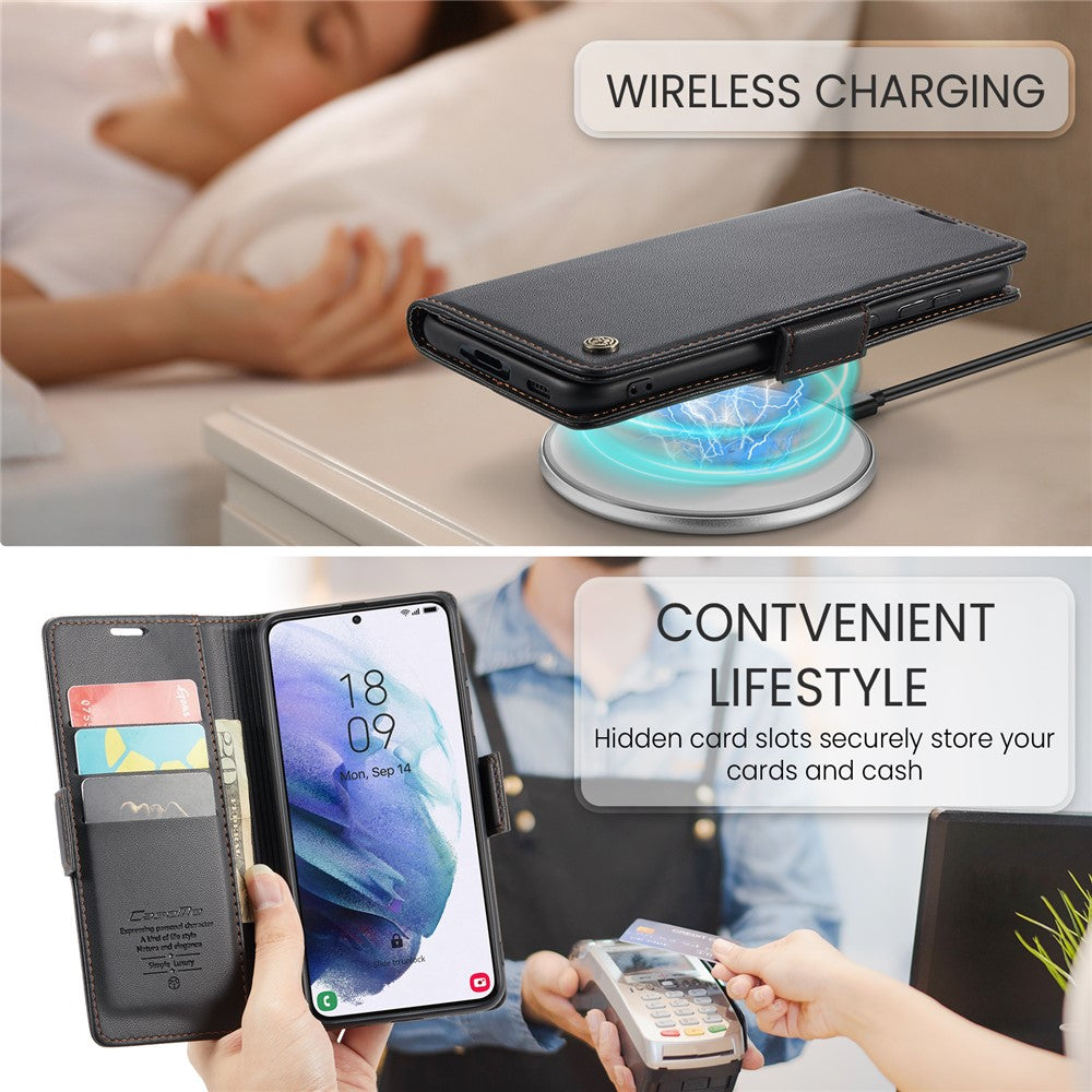 Galaxy S21 Plus 5G Glänzende Wallet-Hülle – RFID-Schutz & Ständer