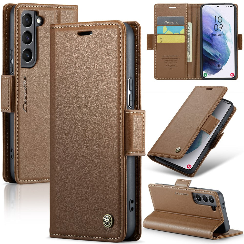 Galaxy S21 Plus 5G Glänzende Wallet-Hülle – RFID-Schutz & Ständer
